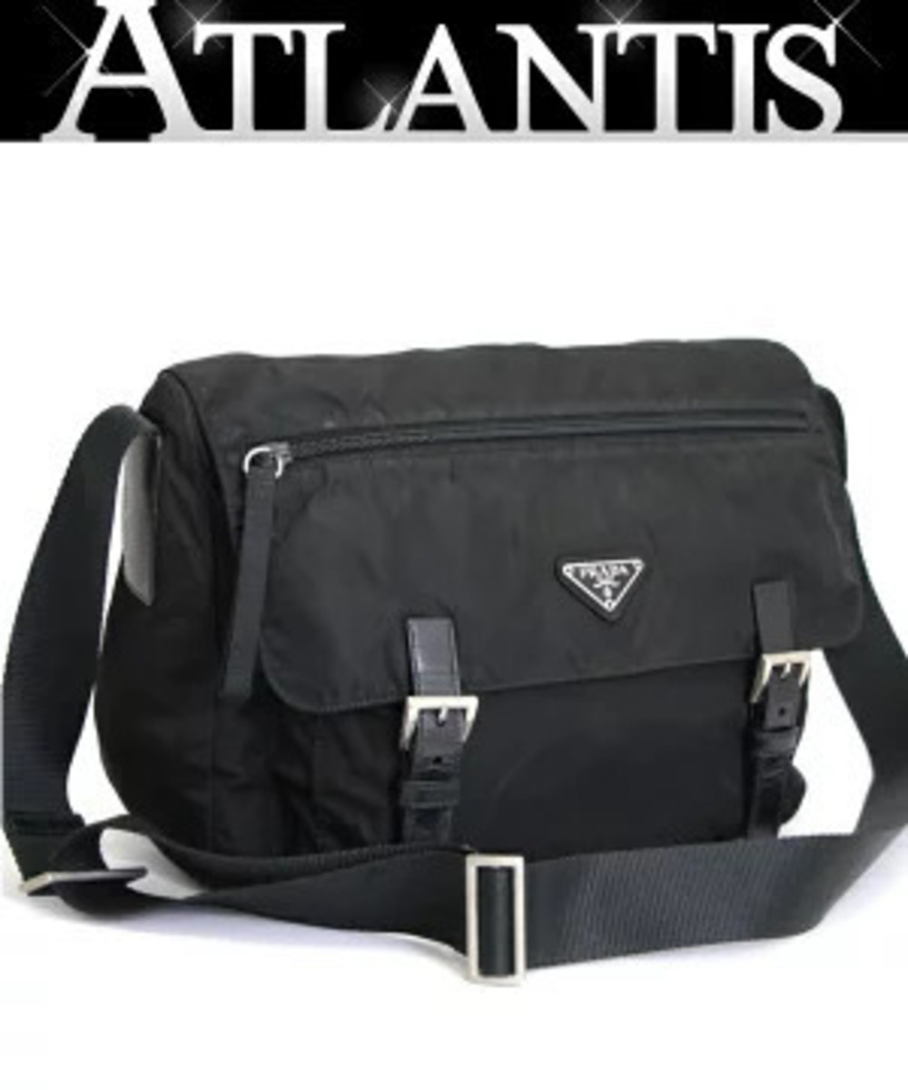 Prada Triangle Shoulder Bag Pocket Black